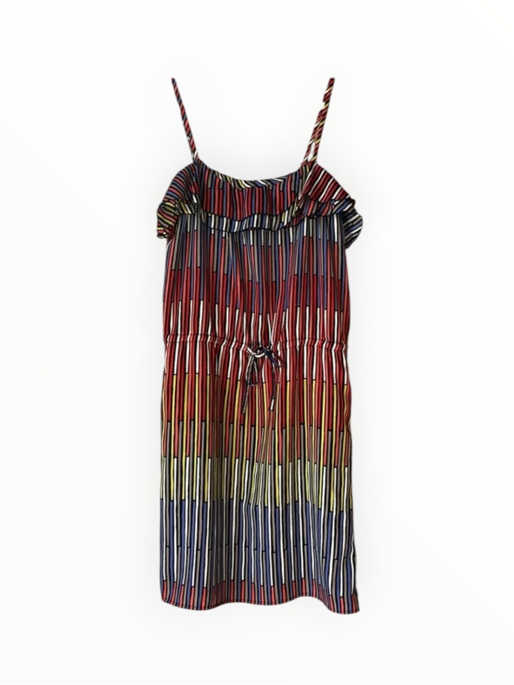 GAP Multi-Stripe Spaghetti-Strap Mini Dress in Red, Blue & Yellow